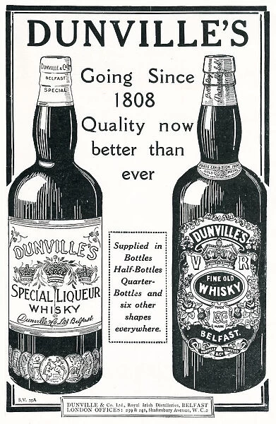 Advert for Dunvilles - Crowned King of Irish Whiskies 1924