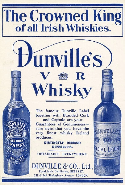 Advert for Dunvilles Whisky, Belfast 1911