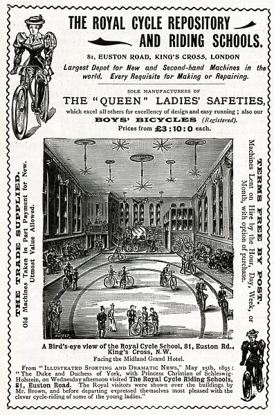 Advert for Royal Cycle Repository and Riding School 1896