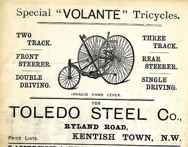 Advertisement, Toledo Steel Co, Volante Tricycles