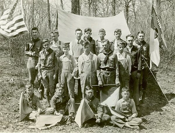 American Scouts with flags