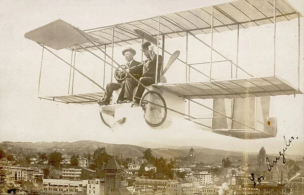 A biplane in Los Angeles