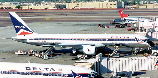 Boeing 757-232 N614DL (msn 22821, line Number 85). of Delta Airlines at Las Vegas International Airport. Date: circa 1996