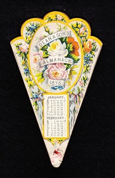 Calendar for 1875 in the form of a fan