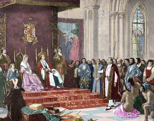The Catholic Kings receiving Columbus in Barcelona after his
