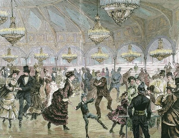 Circle of skaters (Skating-Rink) in the circus of the Champs