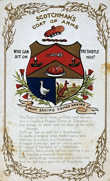 Comic postcard, Scotchmans coat of arms