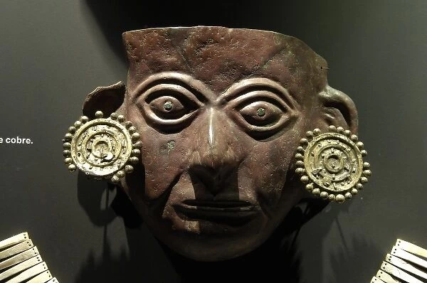 Copper mask (3rd c. AD). Moche or Mochica Art