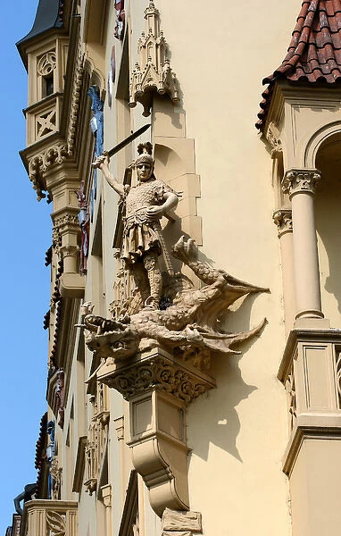 Czech Republic. Prague. Saint George. Statue. Facade