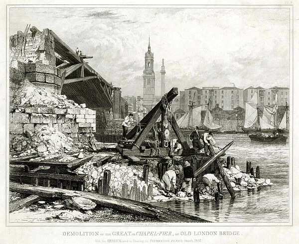 Demolition of the old London Bridge 1832