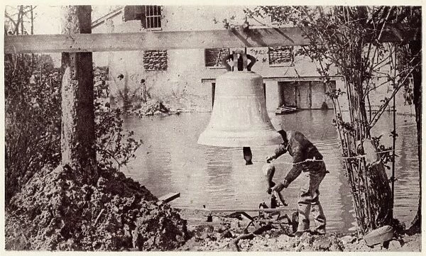 French church bell used as gas warning alarm, 1917, WW1