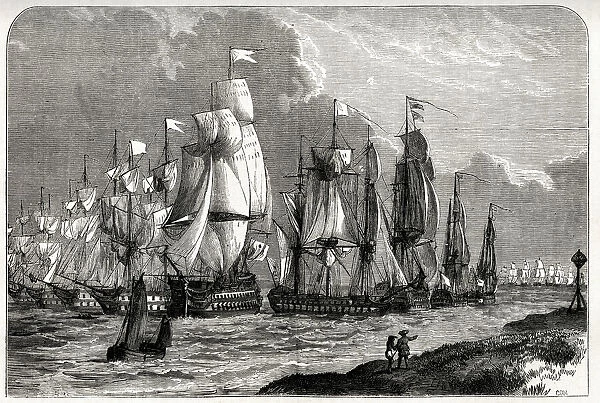 The French Fleet off Grenada, West Indies. The Battle of Grenada of 6 July 1779 was a