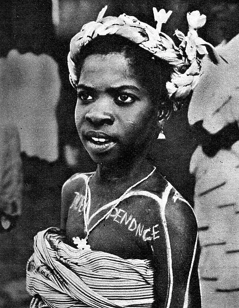 Girl celebrates Ghanaian independence, 1957