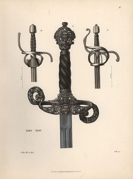 Hilts from three 17th century rapiers