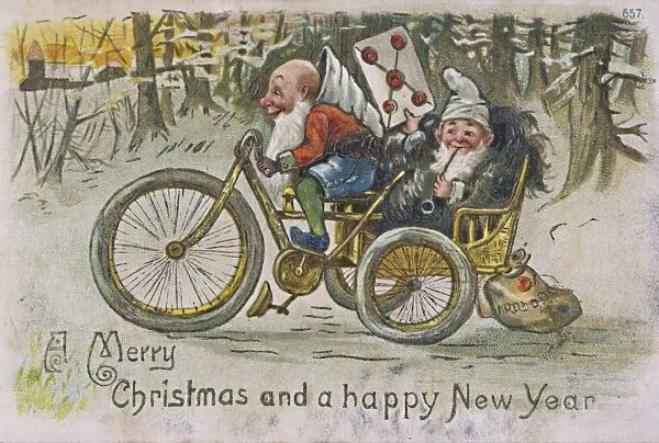 Humorous Christmas and New Year postcard