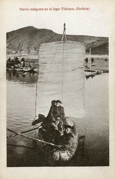 Indigenous reed boat on Lake Titicaca, Bolivia