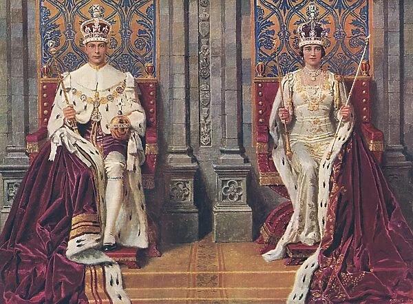 King George VI and Queen Elizabeth enthroned
