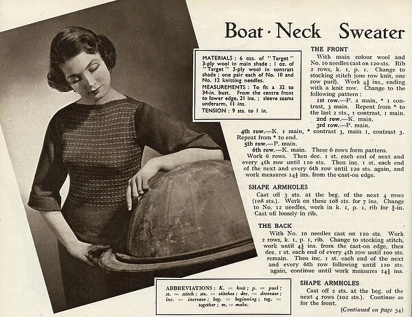 Knitting pattern 1949