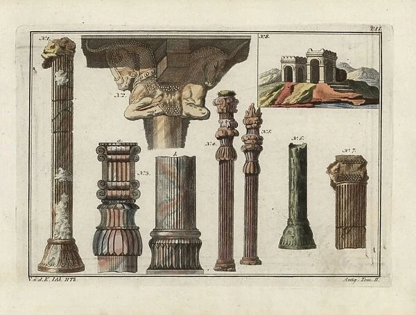 Persian columns and capitals, inset of building