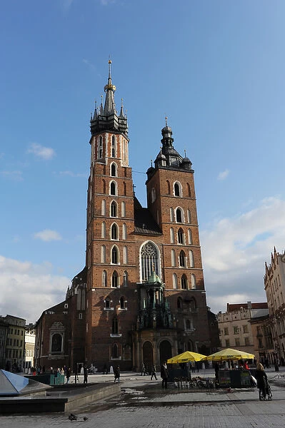 Poland. Krakow. Saint Marys Basilica in Central Market squa