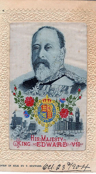 Stevens silk postcard of King Edward V11
