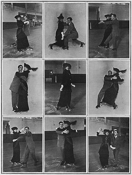 Tango craze: a tango on roller skates, 1913