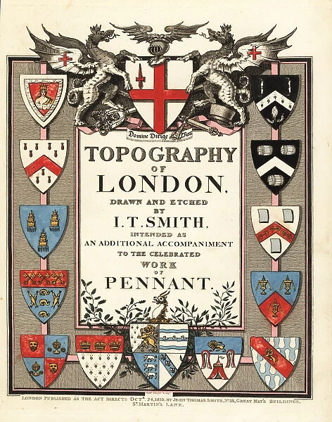 Title page with calligraphy and heraldic shields