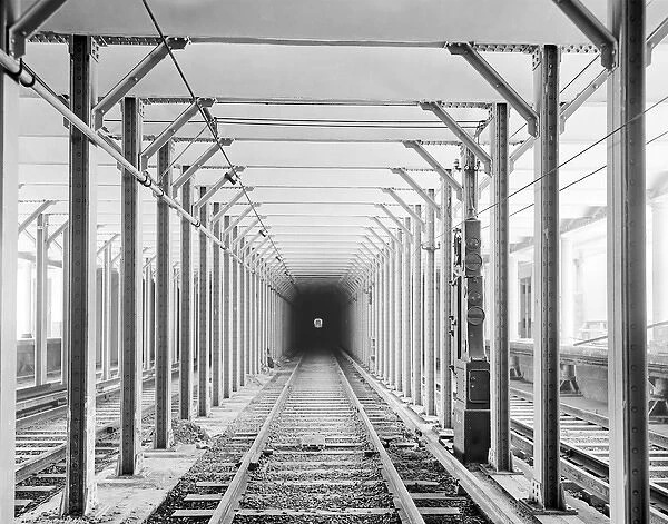 Tunnel of iron girders on the New York subway, New York City