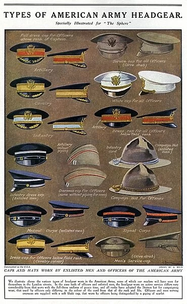 Types of American Army headgear, WW1