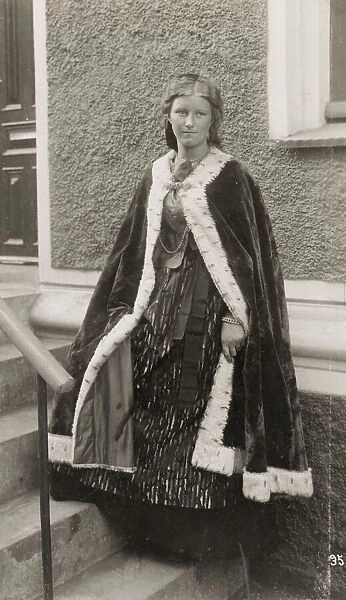 Young Icelandic woman in robe