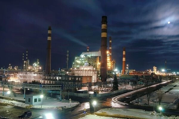 Petrochemical factory at night