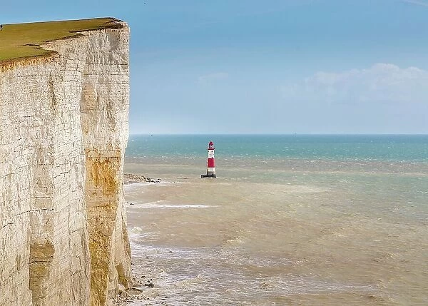 Beachy Head and the Beachy Head lighthouse, near Eastbourne, South Downs National Park, East Sussex, England, United Kingdom, Europe