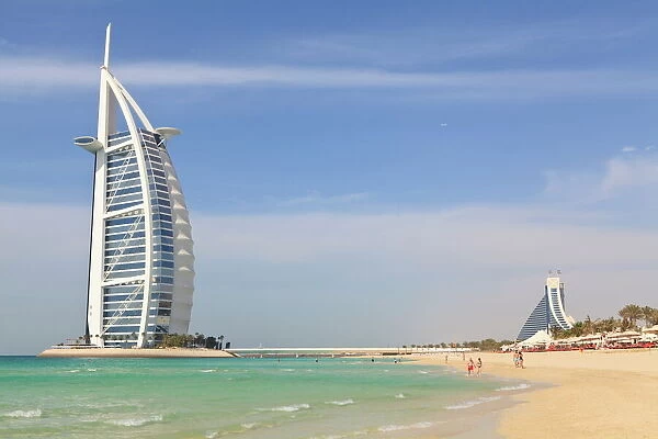 Burj Al Arab and Jumeirah Beach Hotels, Jumeirah Beach, Dubai, United Arab Emirates