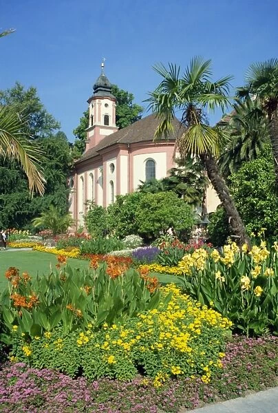 Church and gardens on Insel Mainau in Bavaria