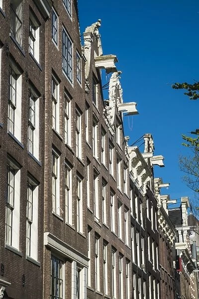 Gabled houses by a canal, Amsterdam, Netherlands, Europe