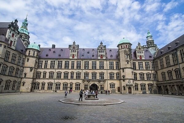 Inner yard in Kronborg Renaissance castle, UNESCO World Heritage Site, Helsingor, Denmark, Scandinavia, Europe