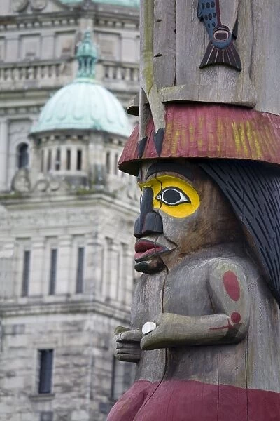 Knowledge Totem on Parliament Building Grounds, Victoria, Vancouver Island