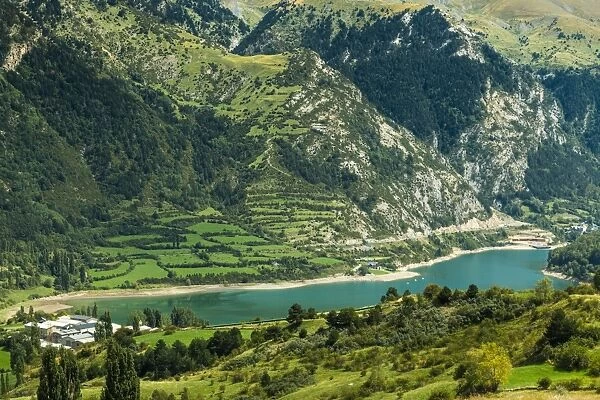 Lake Lanuza reservoir in the scenic upper Tena Valley of the Aragon Pyrenees, Lanuza