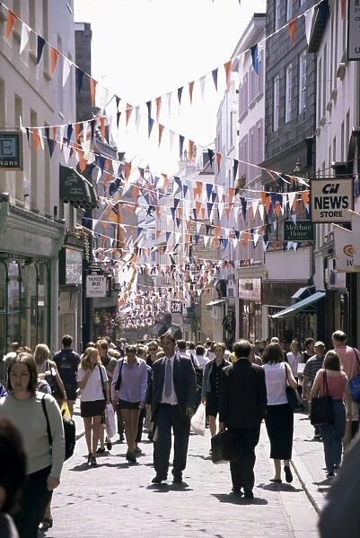 Main street, St. Peter Port, Guernsey, Channel Islands, United Kingdom, Europe