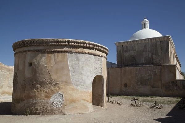 Mortuary chapel and graves, San Jose de Tumacacori Mission, established in 1691, Tumacacori National Historic Park, New Mexico, United States of America, North America