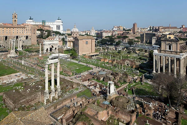 View of the Roman Forum (Foro Romano) from the Palatine Hill, UNESCO World Heritage Site