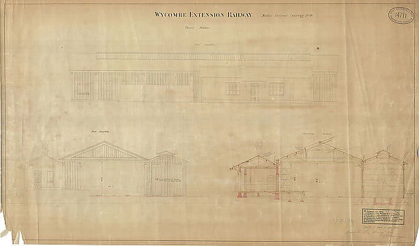 14711. Wycombe Extension Railway - Thame Station Elevations. 15th April 1864