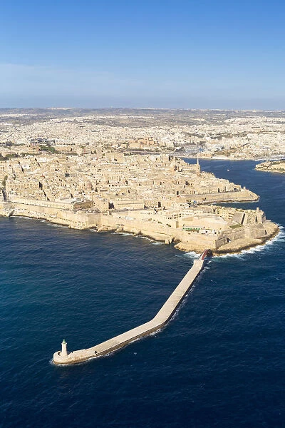 Malta, South Eastern Region, Valletta. Aerial view of the peninsula of Valletta