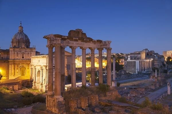 Roman forum (UNESCO World Heritage Site) at dusk, Rome, Lazio, Italy