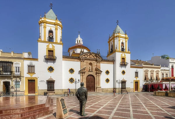 The Socorro Church in Ronda at Plaza del Socorro with Statue of Blas Infante, Andalusia