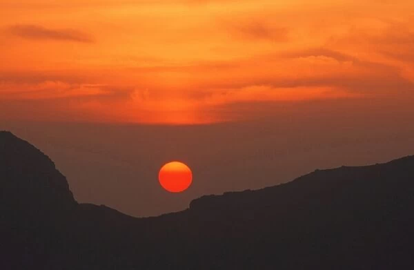 Sunset over the Scafell range in the Lake district UK