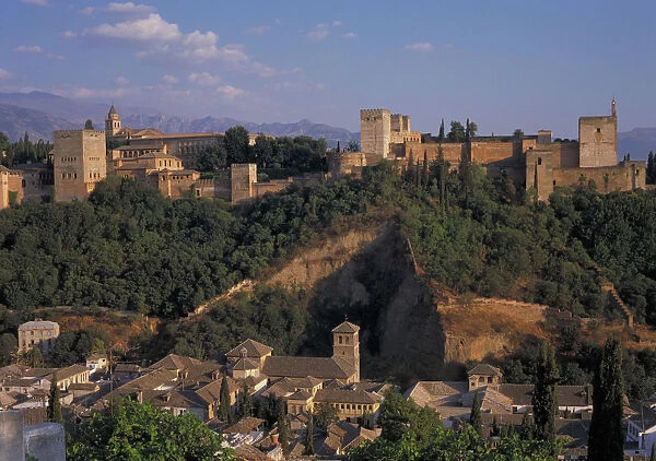 10000986. SPAIN Andalucia Granada The Alhambra with mountains in the distance