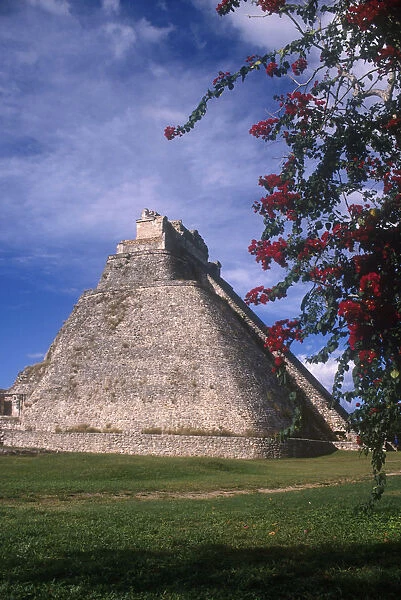 10002864. MEXICO Yucatan Uxmal Mayan ruin Pyramid dating