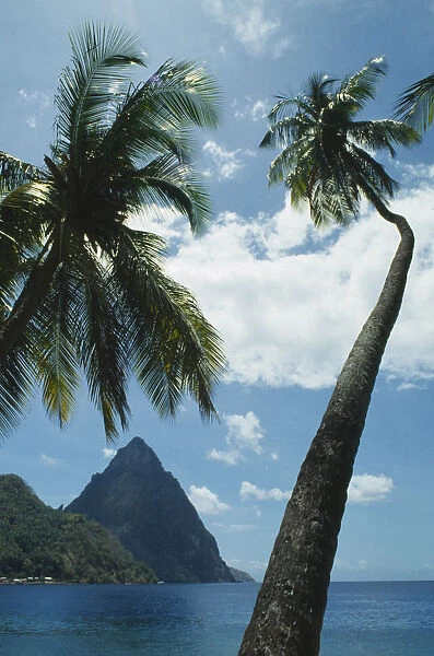 10012688. WEST INDIES St Lucia Soufriere The Pitons seen