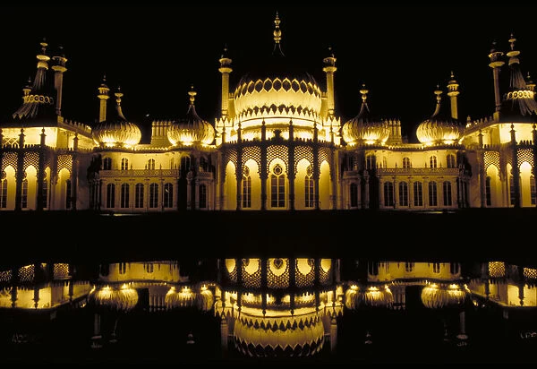 10042035. ENGLAND East Sussex Brighton The Royal Pavilion illuminated at night